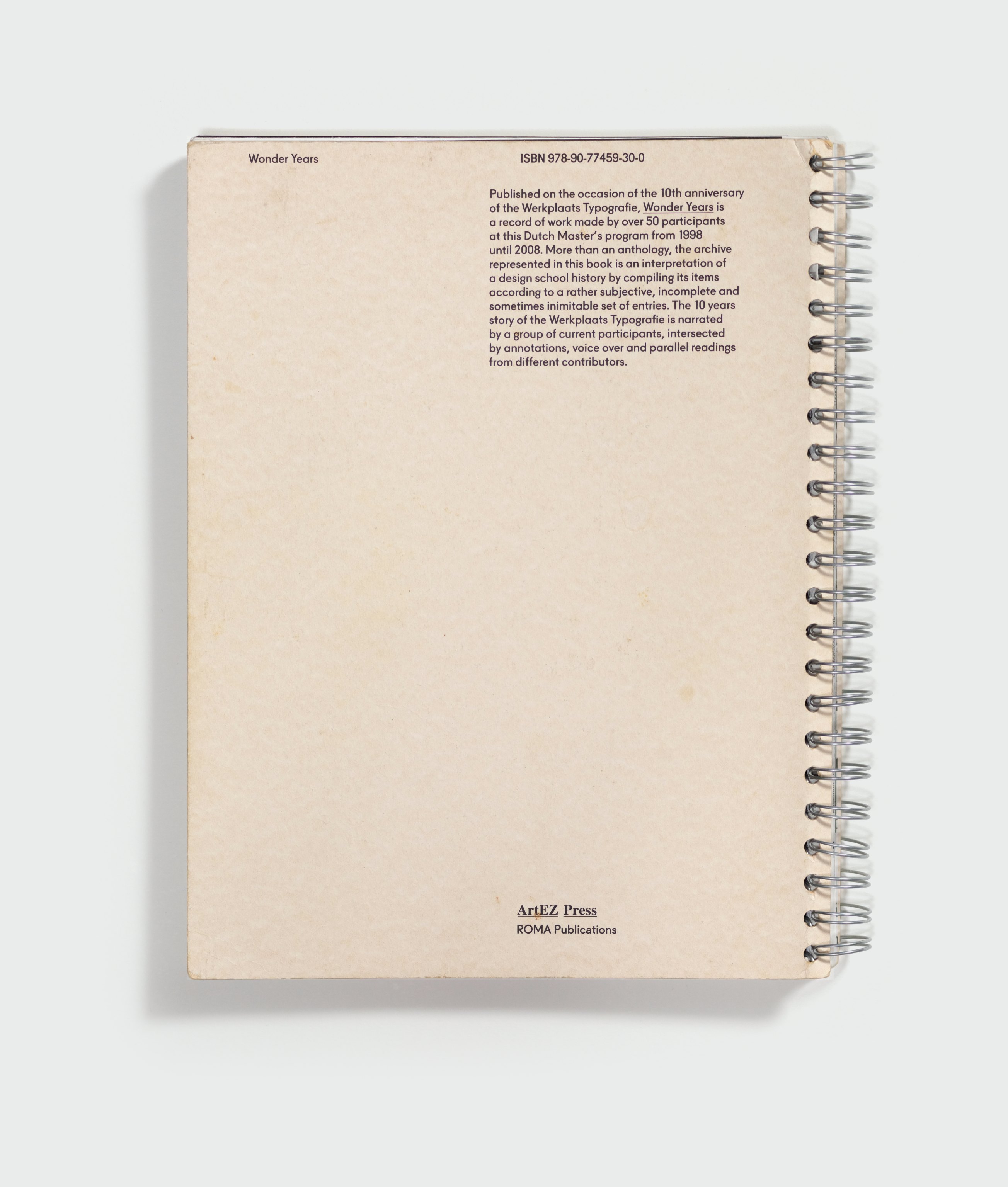 Wonder Years: Werkplaats Typografie 1998–2008 — back cover